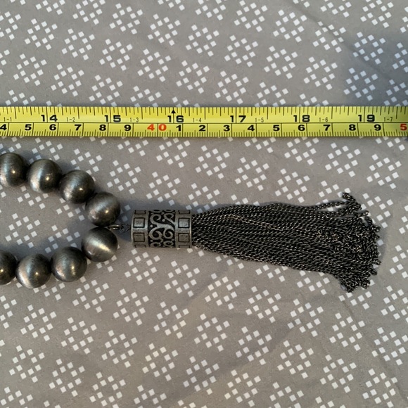 Silver Tassel Necklace Adjustable Length - Picture 4 of 5